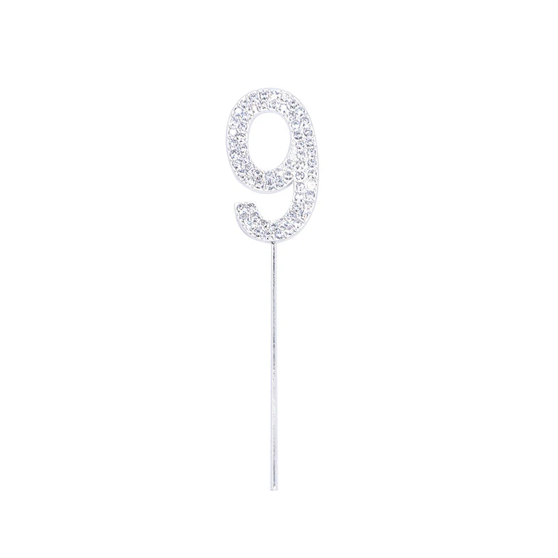 Glitter Rhinestone Number Cake Topper – Gold & Silver Decor Cake Topper Babs silver 9