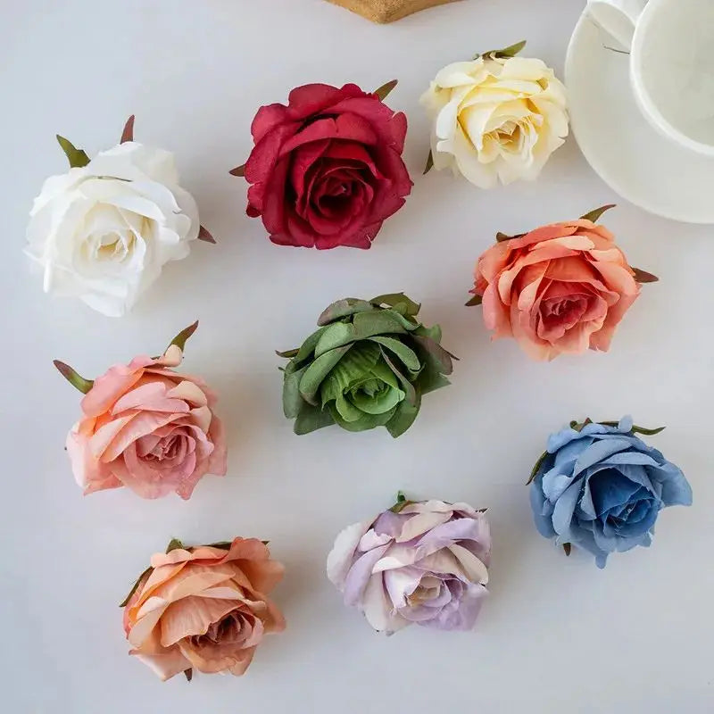 Silk Rose Flower Heads 5/10pcs – Wedding & DIY Decor Artificial Flower Heads Babs