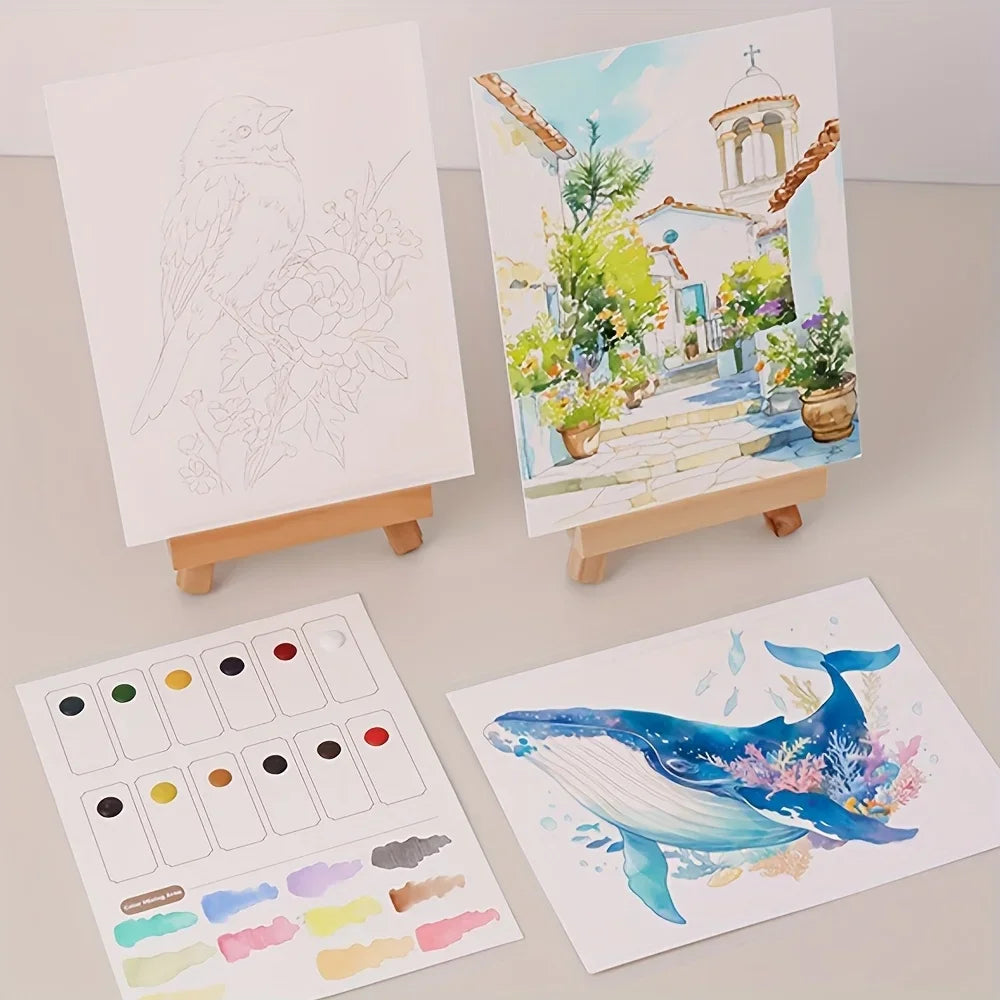 Creative Watercolor Painting Set – Paper, Pen & Pigments | 4 Styles Watercolor Art Set Babs