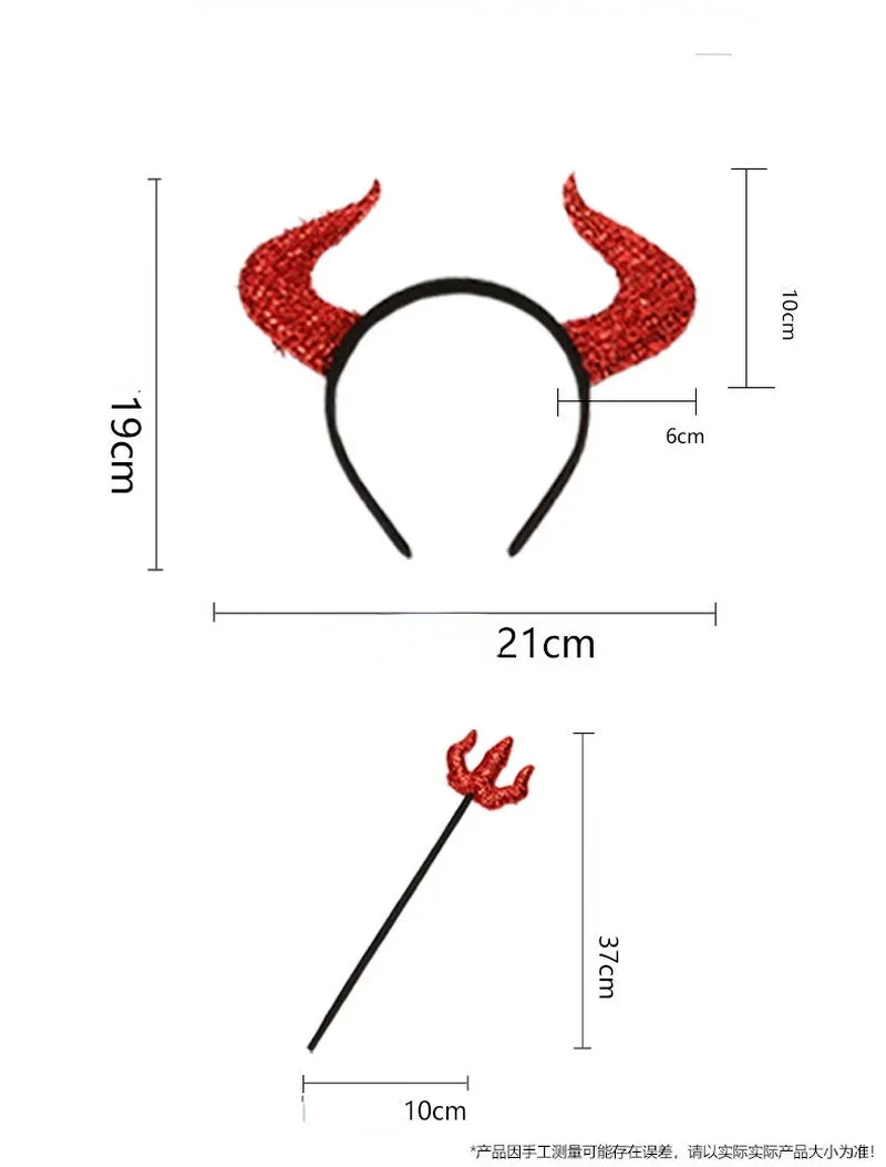 10-Pack Sequin Devil Horns Headbands & Wands | Party Props Costume Party Props Babs