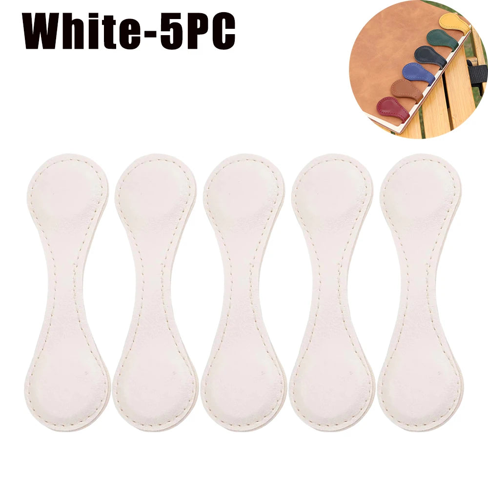 Vintage PU Leather Magnetic Bookmark – Handmade Double-Sided Decorative Bookmark Babs White-5PC