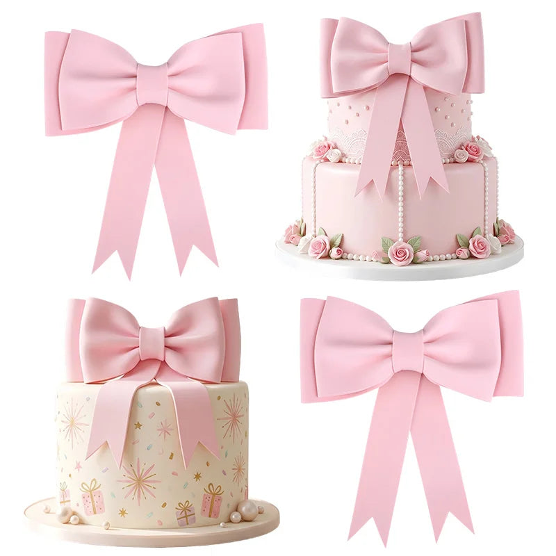 Pink Bow Cake Toppers EVA Foam Bowknot Party Decorations Cake Topper Decoration Babs