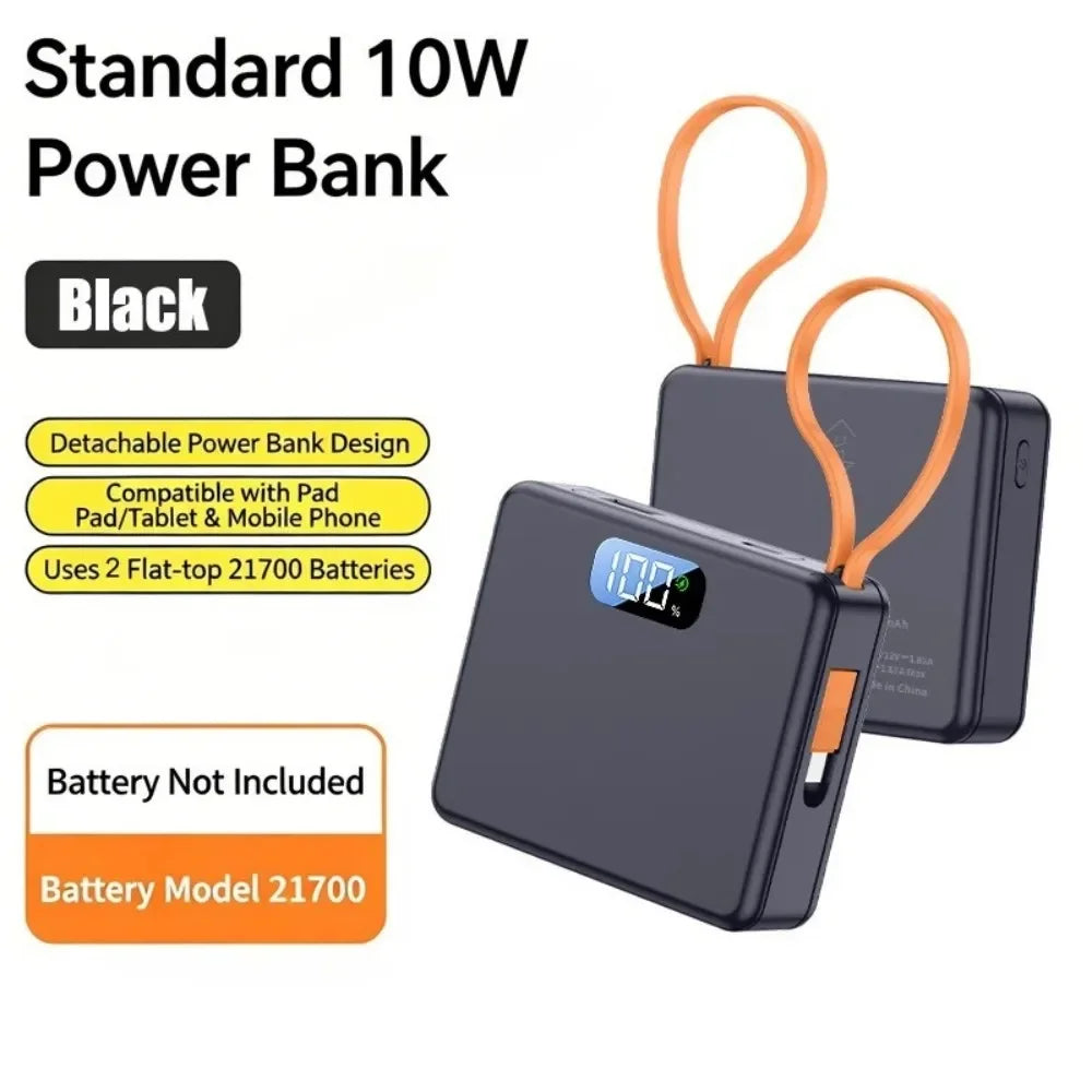 KEBIDUMEI 22.5W DIY 21700 Power Bank Case with LED Indicator DIY Power Bank Case Babs 10W Black