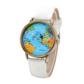 World Map Denim Band Quartz Watch – Unisex Casual Wristwatch Quartz Wristwatch Babs White