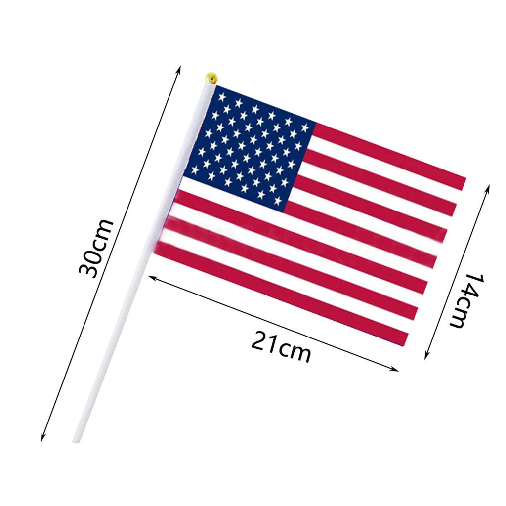 50-Pack USA Mini Handheld Stick Flags – 14x21cm American Flag Handheld Stick Flags Babs
