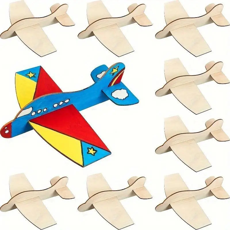 10-Pack Unfinished Wooden Airplane Models – DIY Painting Craft Wooden DIY Craft Kit Babs
