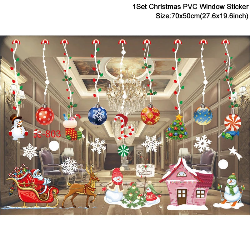 Christmas Window Stickers – Santa & Snowflake DIY Wall Decals Holiday Wall Decals Babs Set31