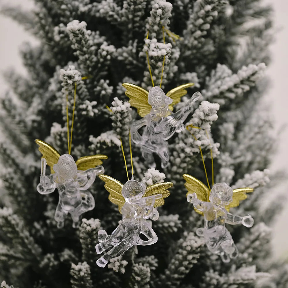 4pcs Christmas Acrylic Angel Ornaments – Holiday Tree Pendants Christmas Tree Ornaments Babs
