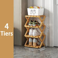 Bamboo Vertical Shoe Rack 4/8/9 Tier – Foldable, No Assembly Foldable Shoe Rack Babs 4 tiers