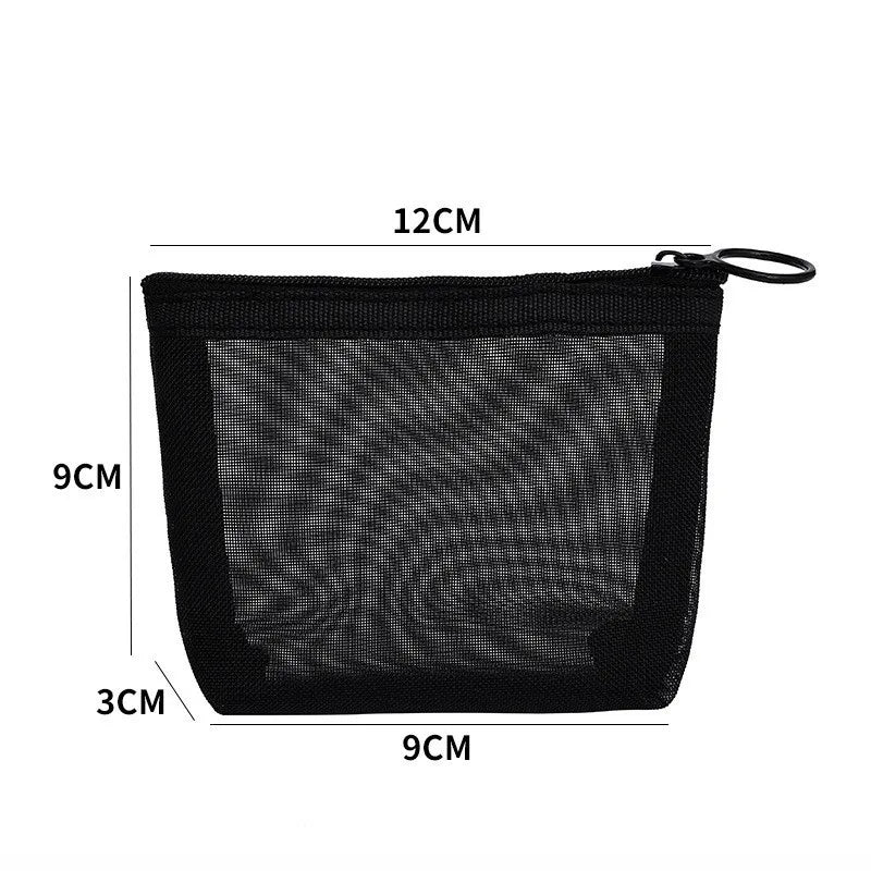 Transparent Mesh Zipper Cosmetic Bag – Makeup Organizer Pouch Cosmetic Organizer Bag Babs A 5PCS