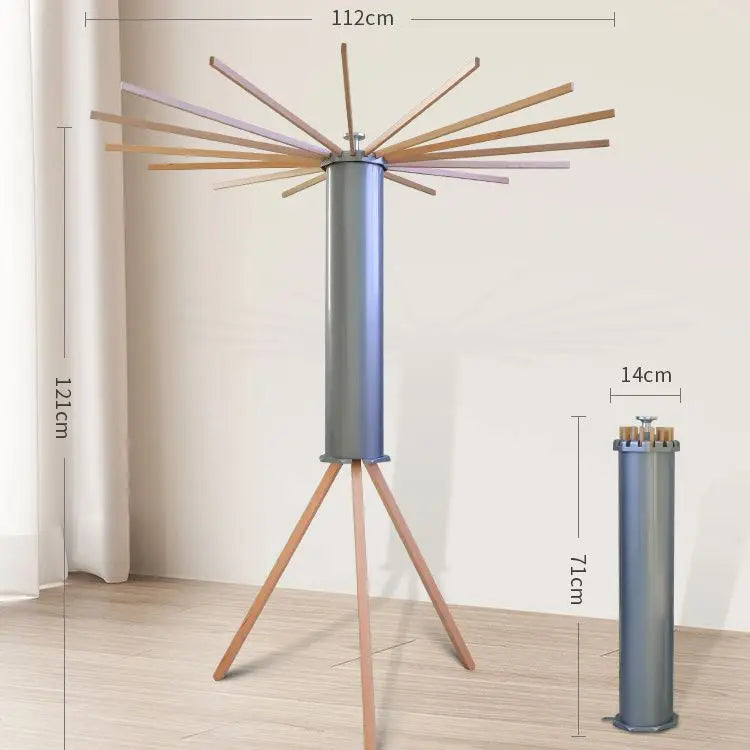 Folding Wooden Clothes Drying Rack – 16-Bar Floor-Standing Clothes Drying Rack Babs Wood-Grey