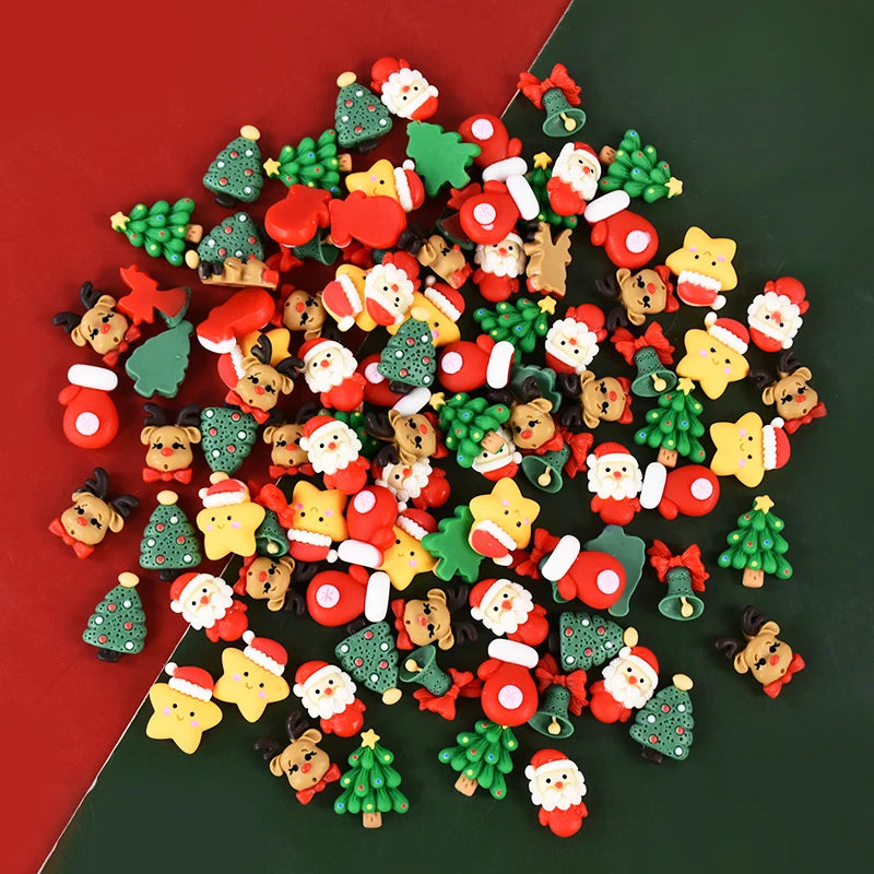 20pcs Mini Christmas Resin Cabochon Figurines – DIY Holiday Crafts Resin Craft Figurines Babs