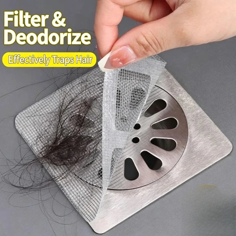 10Pcs Disposable Floor Drain Hair Catcher Mesh Sticker Filter Net Drain Filter Sticker Babs