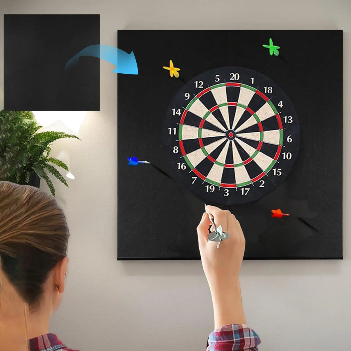 Felt Dartboard Wall Protector – Self-Adhesive, Standard Size Dartboard Wall Protector Babs