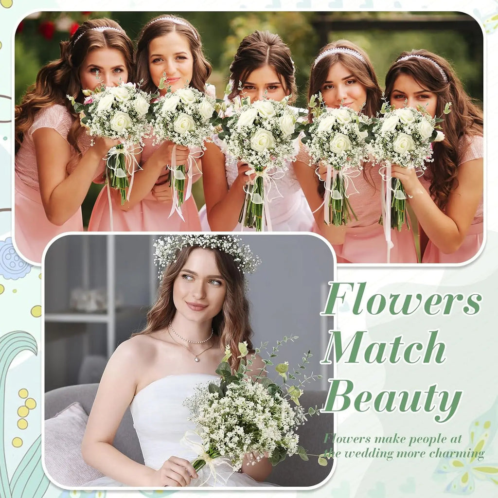 30-Piece Artificial Eucalyptus Baby's Breath Silk Flower Set Artificial Flower Set Babs