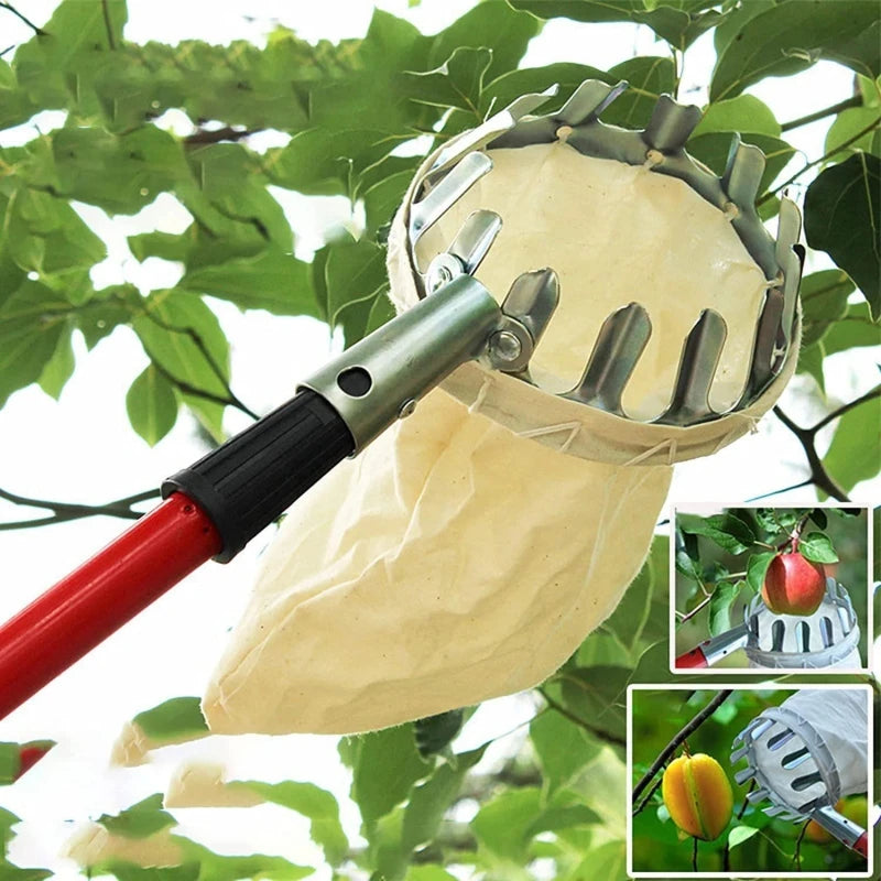 Metal Fruit Picker with Cotton Pouch | Apple, Peach, Pear Fruit Picker Tool Babs