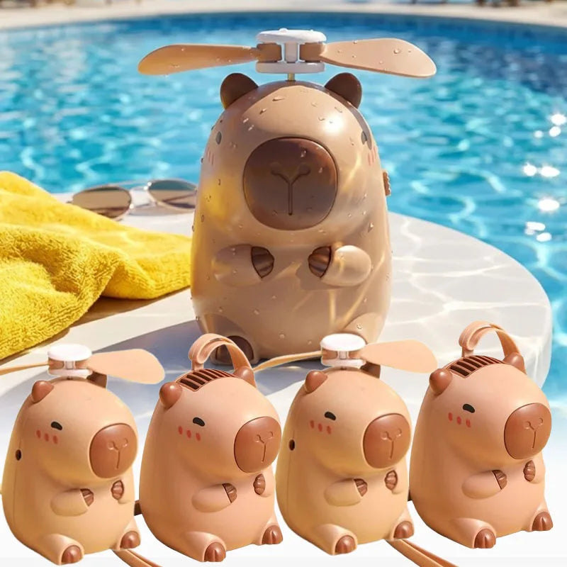 Capybara Cartoon Neck Fan USB Rechargeable Portable Mini Fan Portable Neck Fan Babs