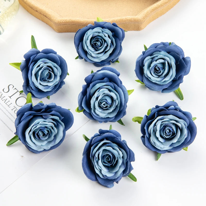 Silk Rose Artificial Flowers – Wedding, Home & DIY Décor Artificial Silk Roses Babs DEEP BLUE 10 pcs