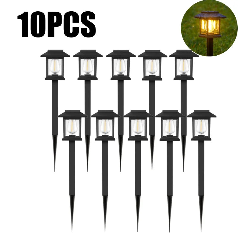 Solar Pathway Lights Outdoor Waterproof LED Garden Walkway Solar Pathway Lights Babs Warm-10PCS