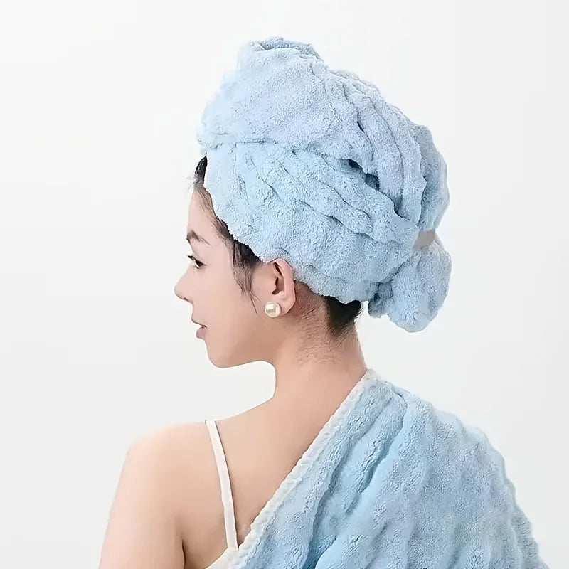 Wide-Tail Hair Towel Turban – Super Absorbent & Quick-Dry Hair Towel Turban Babs blue
