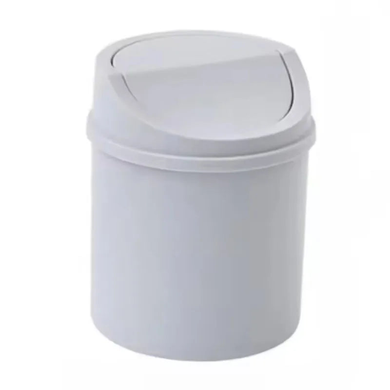Mini Desktop Trash Can with Lid – Compact Tabletop Waste Bin Desktop Trash Can Babs Gray