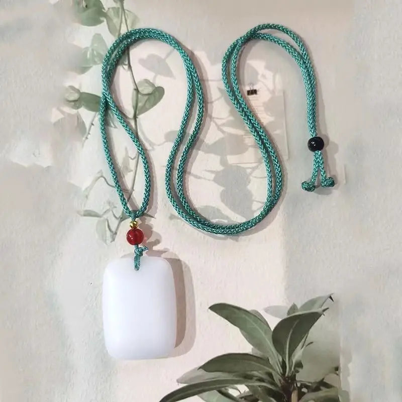 Jade Peace Pendant Necklace – Braided Cord & Red Bead Charm Pendant Necklace Babs