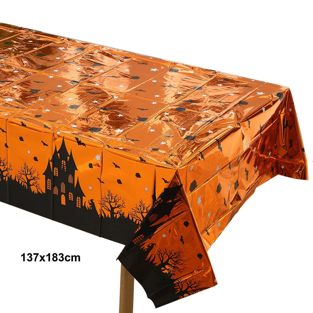 Halloween Tablecloth 137×183cm – Pumpkin, Ghost & Bat Print Halloween Tablecloth Babs D 3pcs