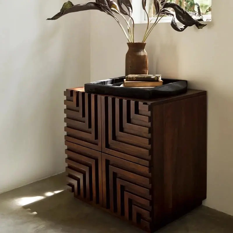 Retro Rubberwood Nightstand with 2 Drawers | Bedside Table Wooden Nightstand Babs