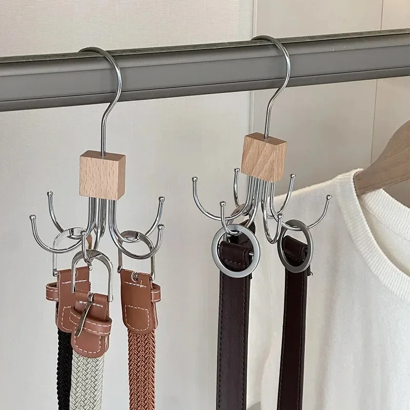 360° Rotating Hook Rack Organizer – Scarf, Belt & Tie Hanger Rotating Hook Rack Babs