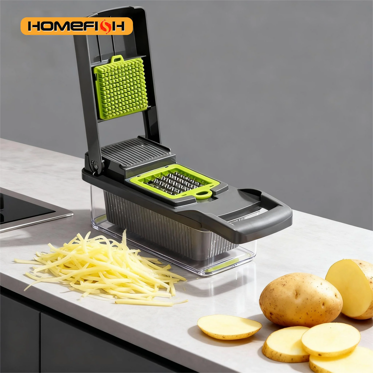 Multi-Function Vegetable Slicer & Shredder with Basket Vegetable Slicer Grater Babs