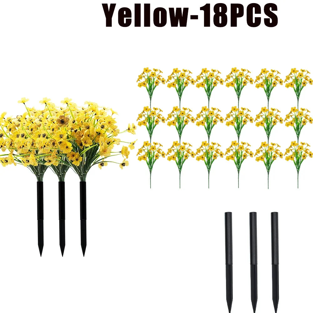 UV Resistant Artificial Violet Flowers – Garden & Wedding Décor Artificial Flower Shrubs Babs Yellow-18PCS
