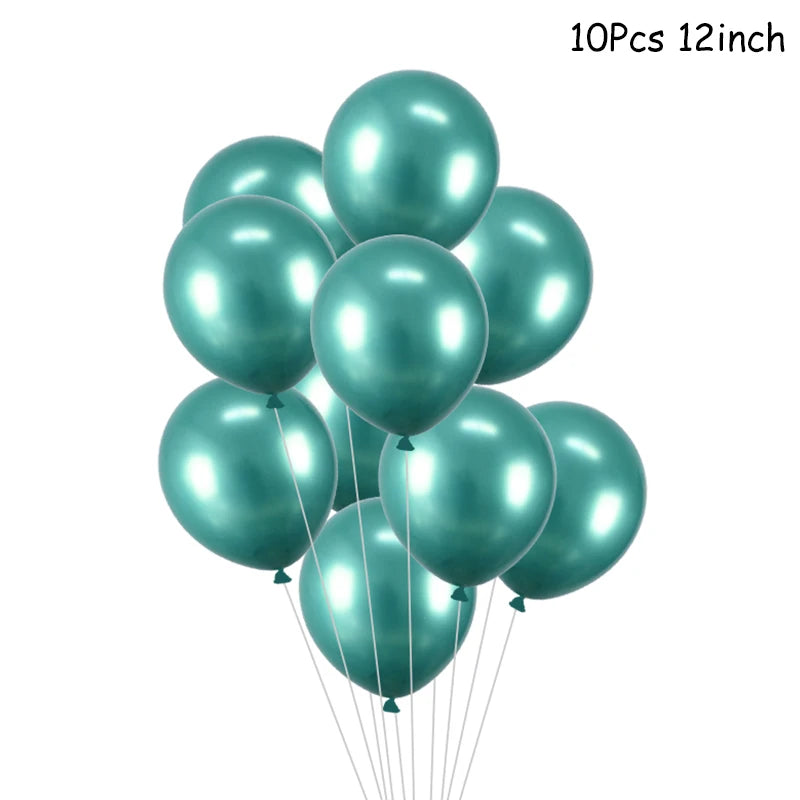 Jungle Safari Party Balloons – Green Latex & Foil Palm Leaf Set Party Balloon Set Babs 10pcs B as picture
