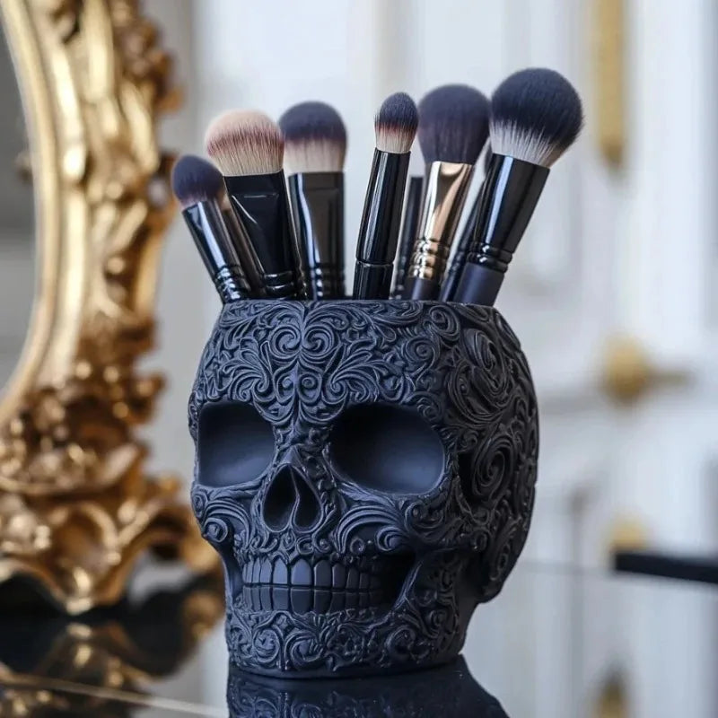 Halloween Skull Makeup Brush & Pen Holder – Colorful Desk Decor Desk Organizer Babs