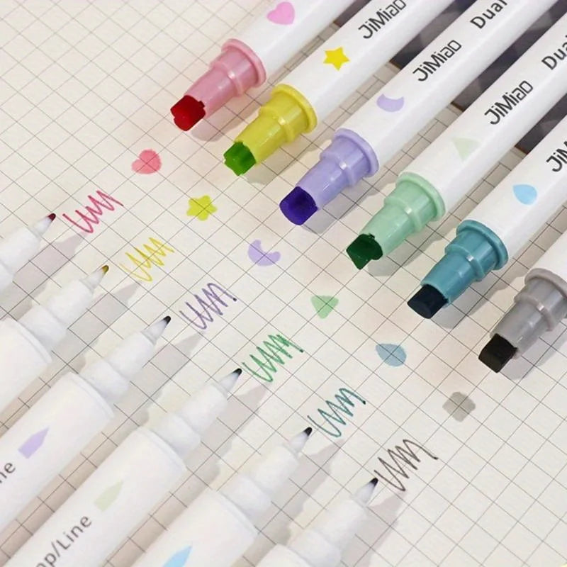 6-Color Kawaii Star Highlighter & Stamper Pen Set | Scrapbook Highlighter Stamper Set Babs