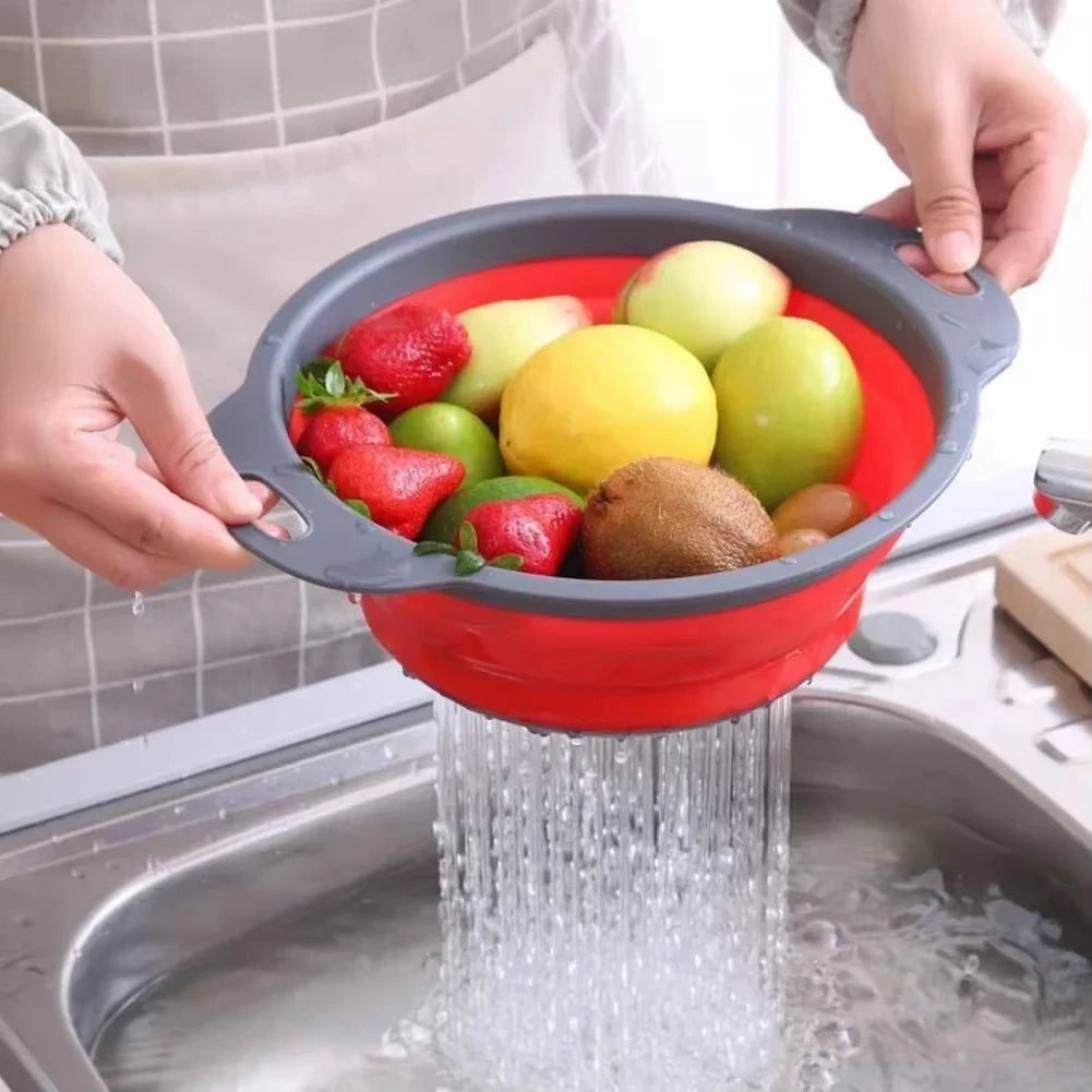 Silicone Folding Colander — Fruit & Vegetable Washing Basket Silicone Colander Strainer Babs