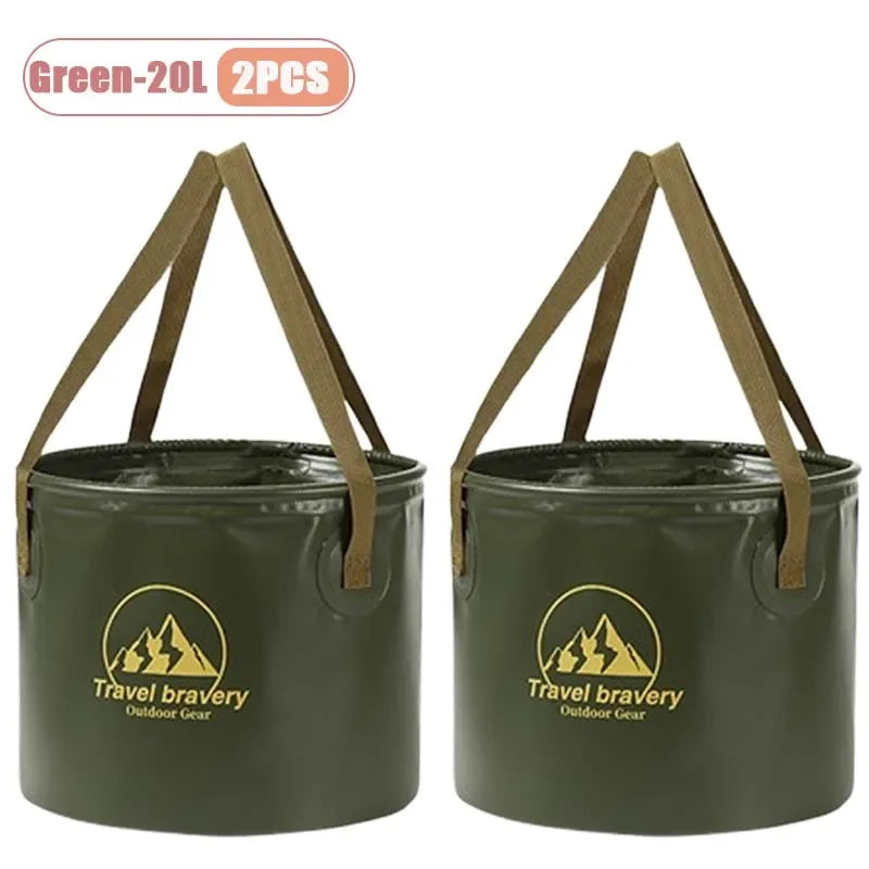 Collapsible Water Bucket 5/10/20L – Foldable Camping Bucket Collapsible Camping Bucket Babs Green-20L-2PCS