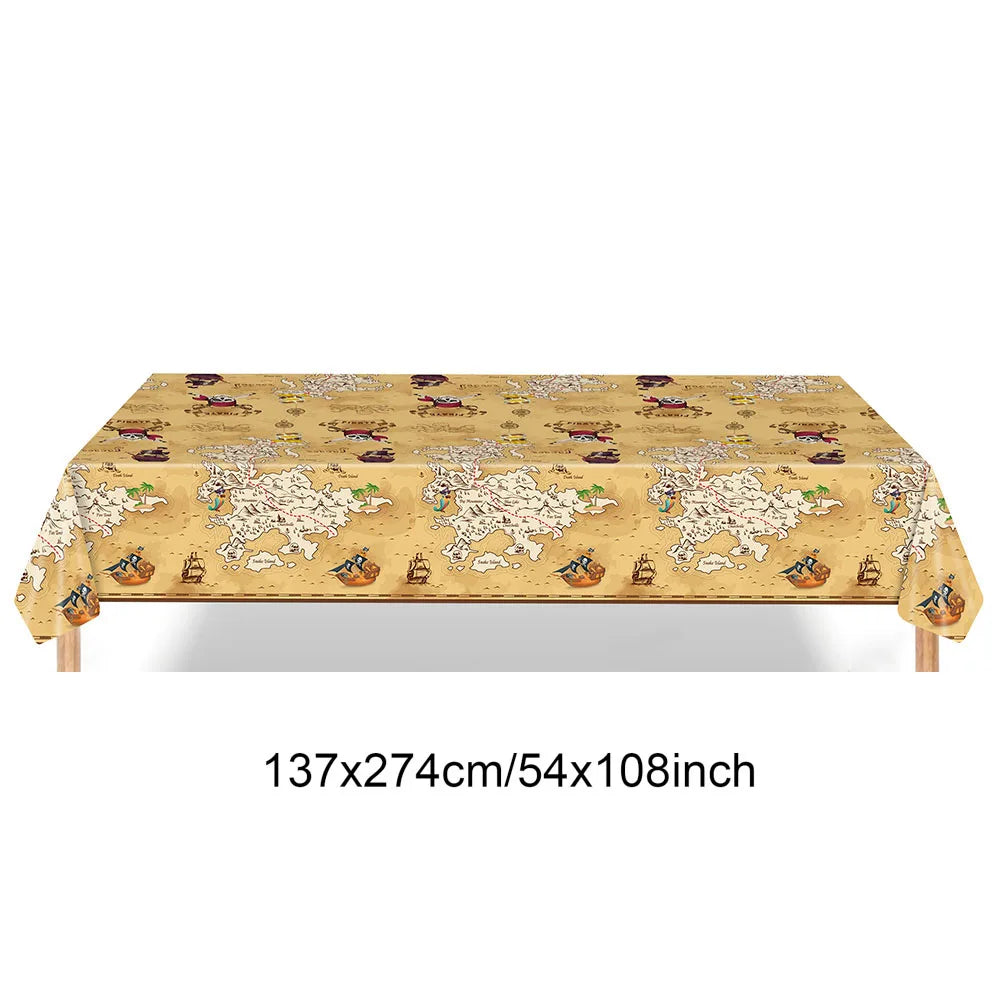 Pirate Theme Disposable Tablecloth – Skull & Treasure Map Party Disposable Tablecloth Babs table cover B
