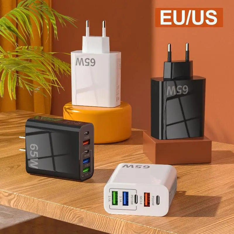 HUXUAN 120W Fast Wall Charger – 3 USB-A & 2 USB-C PD Ports Wall Charger Adapter Babs