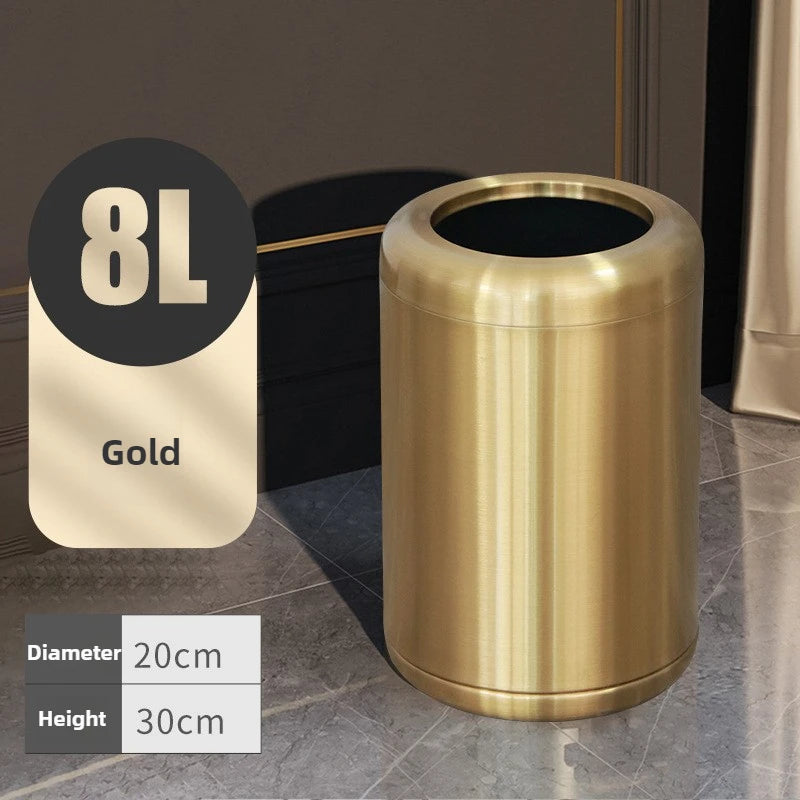 Modern Stainless Steel Trash Can 8L/10L – Living Room & Kitchen Stainless Steel Trash Can Babs 8L-Gold
