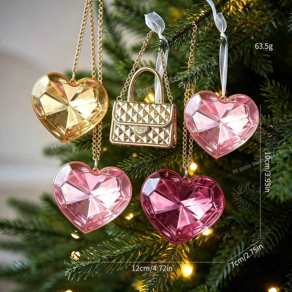 Acrylic Rainbow Love Heart Christmas Tree Ornament Pendant Christmas Tree Ornament Babs