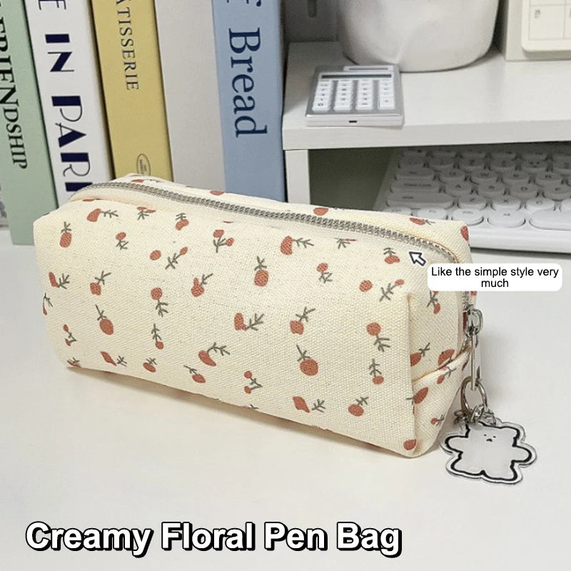 Floral Canvas Pencil Case – Large Capacity Stationery Organizer Pencil Case Babs