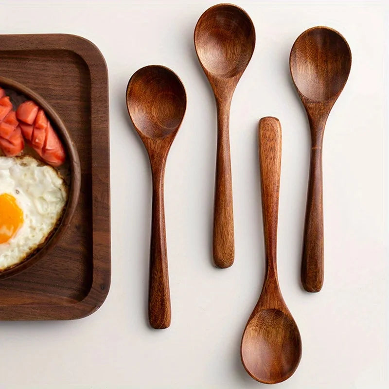 Japanese Wooden Spoons – Soup, Dessert, Honey & Coffee Stirrer Wooden Spoon Set Babs