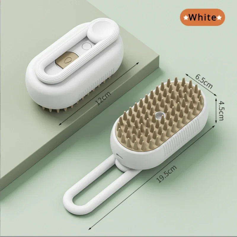 3-in-1 Electric Steam Pet Brush – Dog & Cat Grooming Pet Grooming Brush Babs White