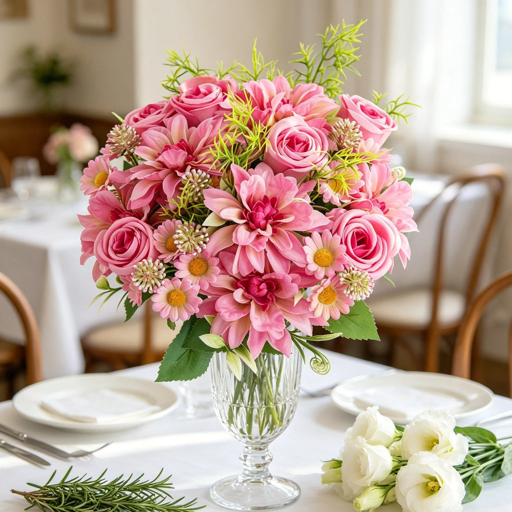 Silk Dahlia Artificial Flowers – Wedding & Home Décor Bouquet Artificial Silk Flowers Babs