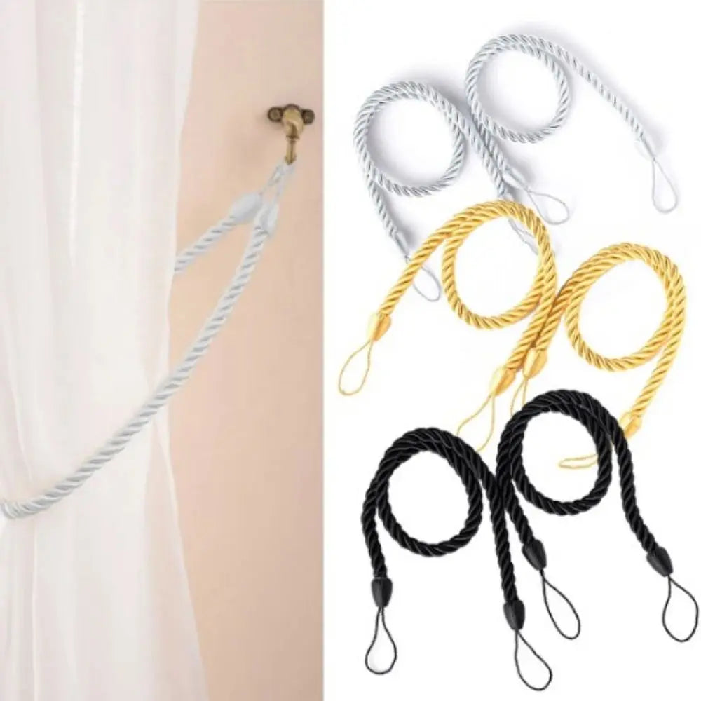 2Pcs Woven Curtain Tiebacks – Modern Twisted Rope Holdbacks Curtain Tiebacks Babs