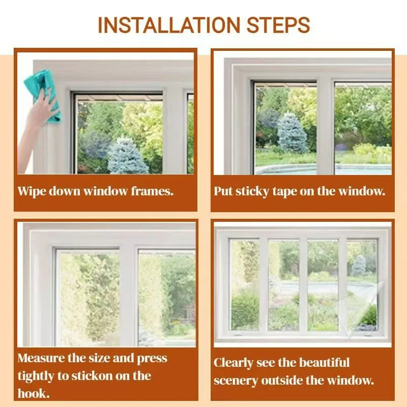 Thick Polyester Mosquito Screen – Self-Adhesive Velcro Fly Net Mosquito Window Screen Babs