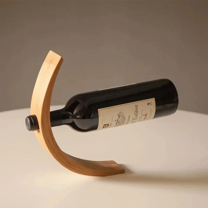 Bamboo Balance Wine Rack – Single Bottle Display Stand Wine Bottle Rack Babs