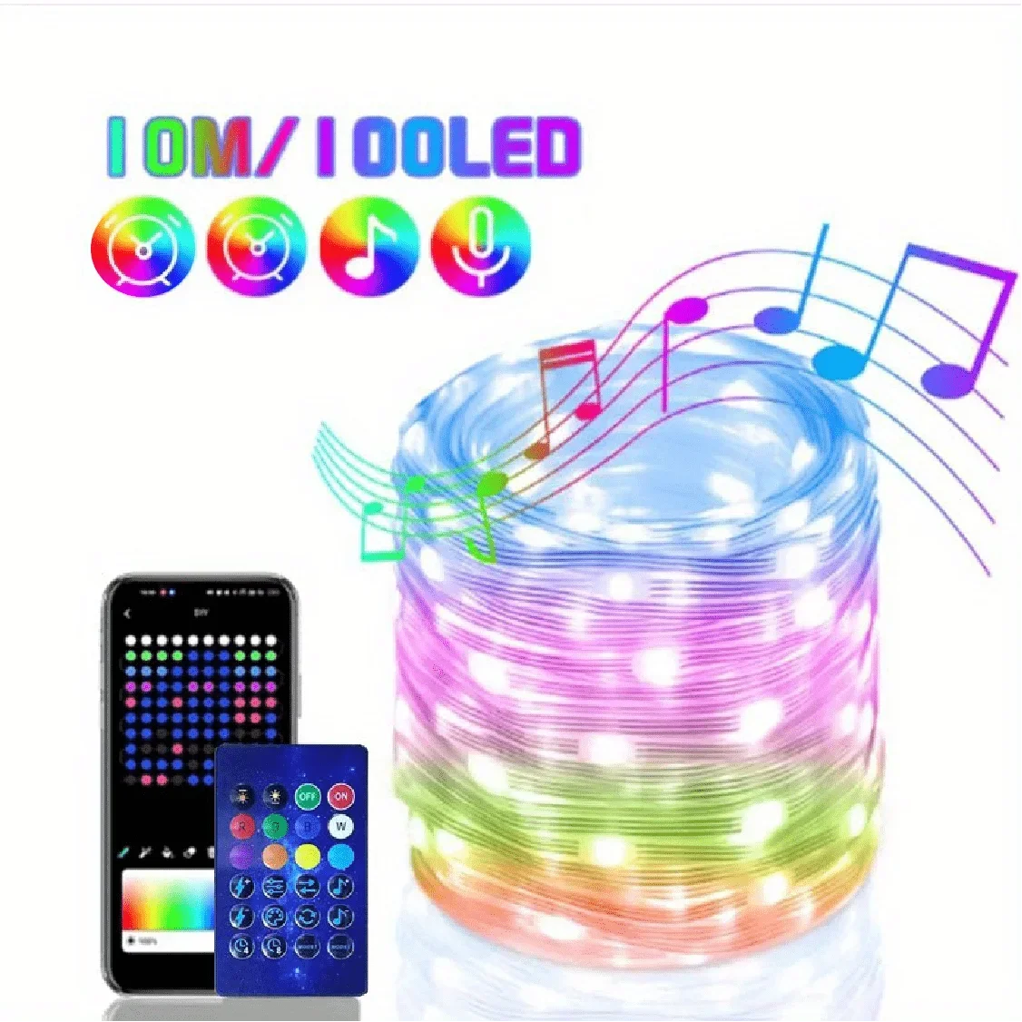 Bluetooth RGBIC Dreamcolor LED Fairy String Lights USB 5m–20m LED Fairy String Lights Babs 10m LED String Light None