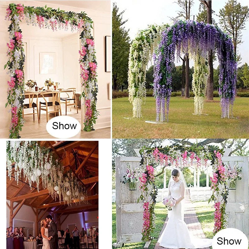 1.85M Wisteria Artificial Vine Garland – Silk Faux Flower Décor Artificial Flower Garland Babs