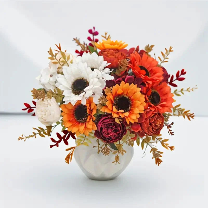 Artificial Silk Flower Bouquet – Sunflower, Peony & Hydrangea Artificial Flower Bouquet Babs